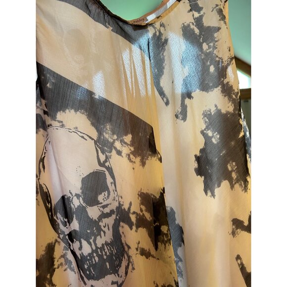 NWT Skull Print Sleeveless Tunic Dress One Size Sheer Tattoo Goth Alternative - Picture 9 of 11